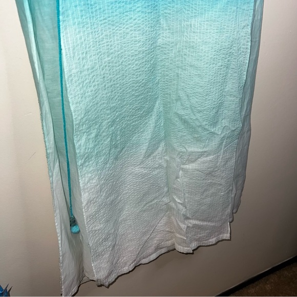 Ritu Kumar Kurta Dress Turquoise Lined Side Slit Studded Ombre Tasseled Size 36 - Picture 14 of 15